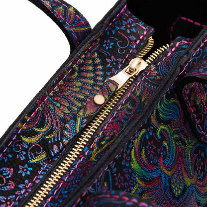 Carnival*Zipper | Structured mid-size tote bag with overlapping panels and crossbody strap