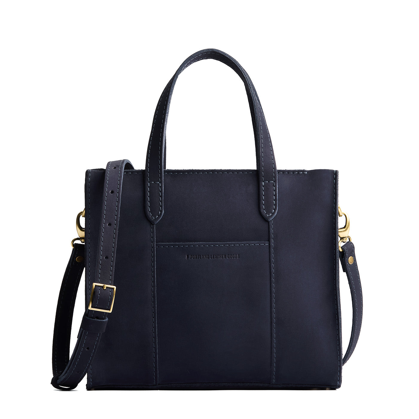 Velvet Blue*Zipper | Structured mid-size tote bag with overlapping panels and crossbody strap