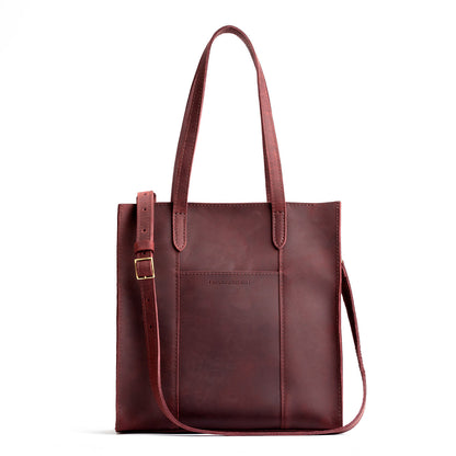 Merlot*North/South | Structured large tote bag with overlapping panels and crossbody strap