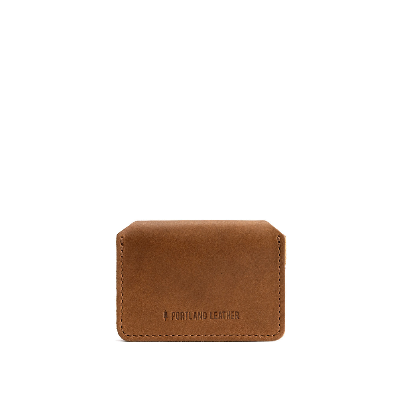 Biscotti | Backside of small leather wallet with debossed PLG logo