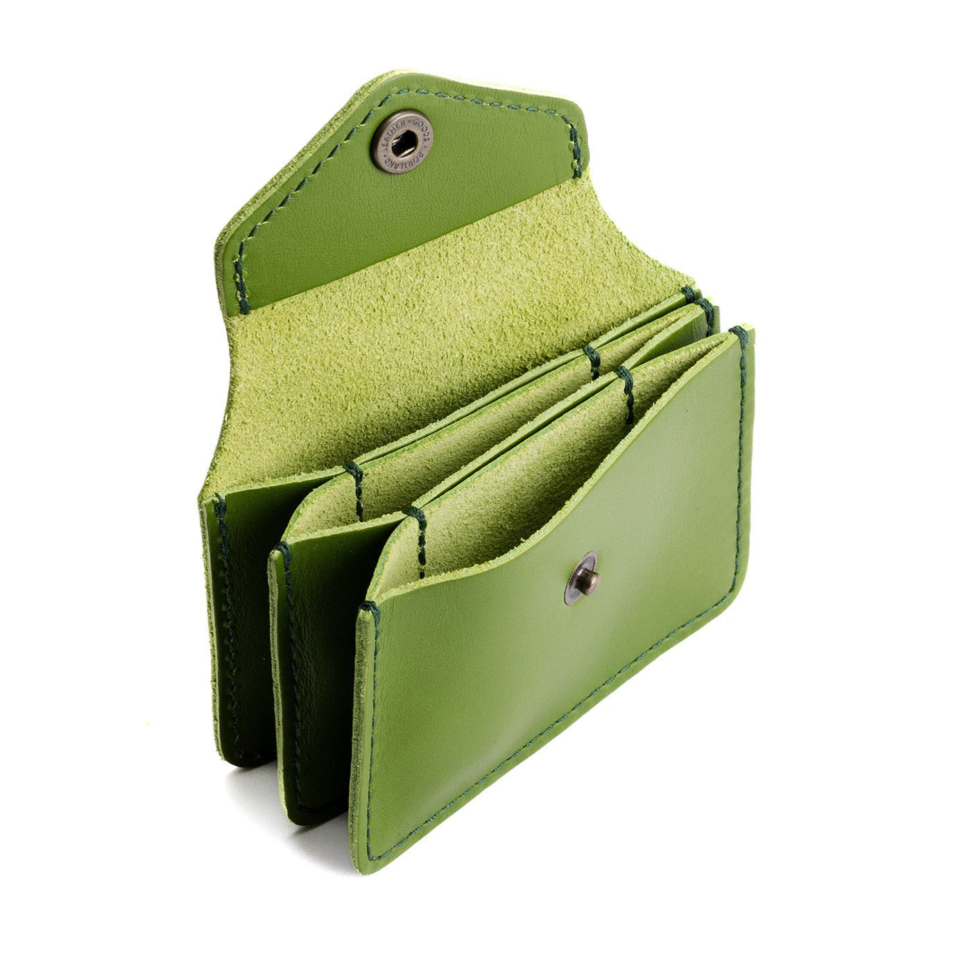 Green Apple*Plus | Small leather wallet with snap closure