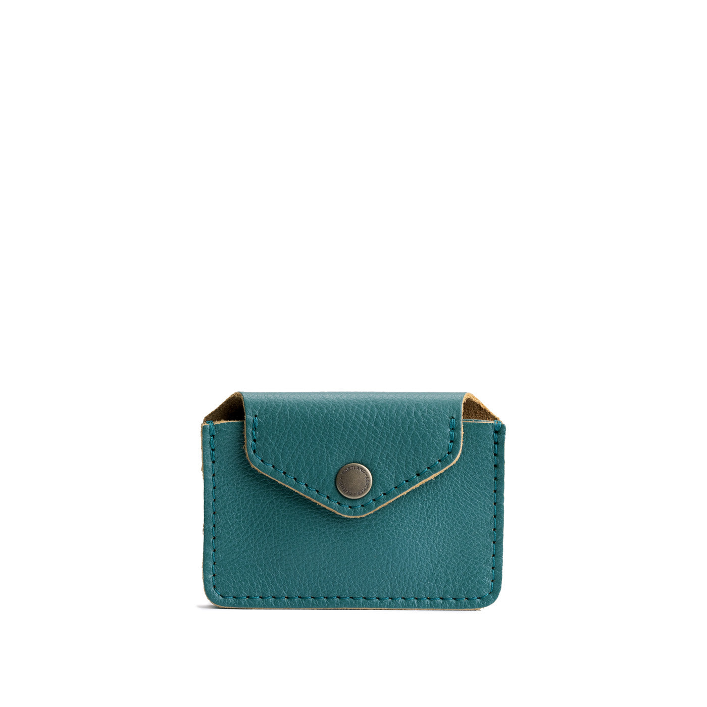 Turquoise | Small leather wallet with snap closure