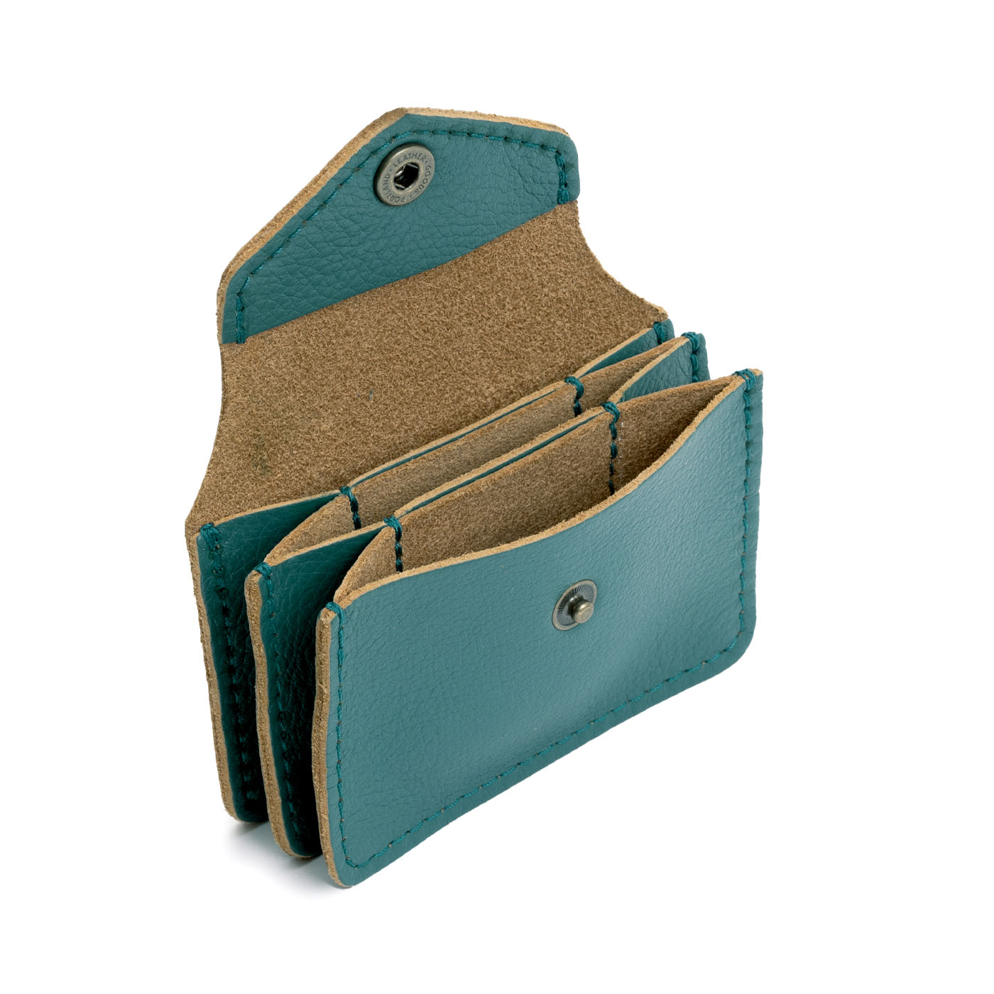 Turquoise*Plus | Small leather wallet with snap closure