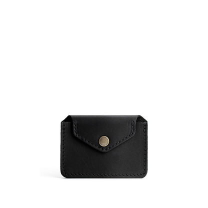 Black | Small leather wallet with snap closure