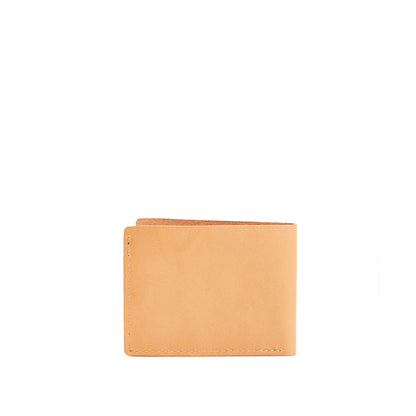 Leather bifold wallet with six geometric card slots