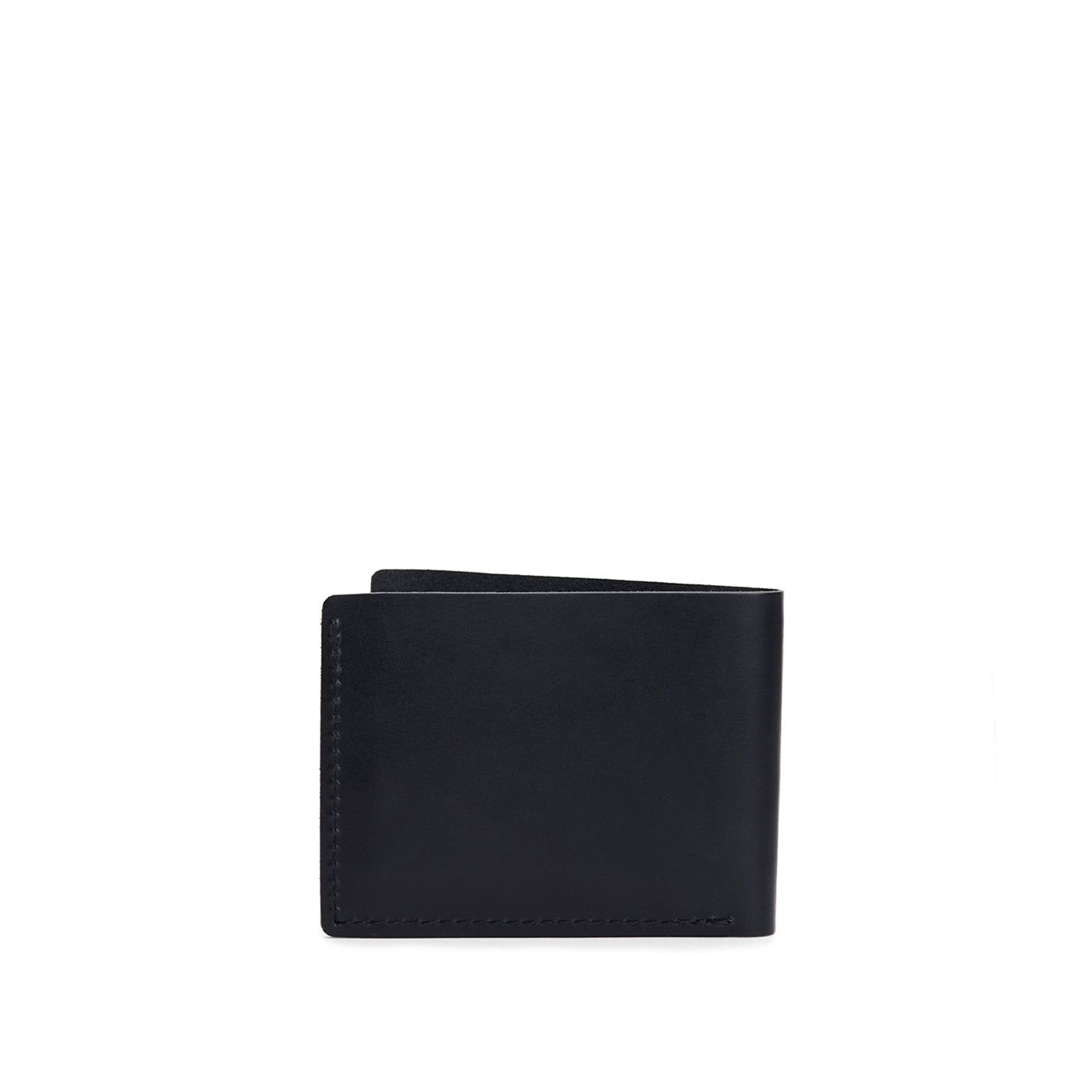 Leather bifold wallet with six geometric card slots