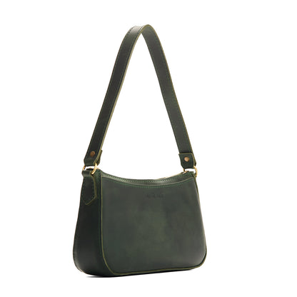 Evergreen*Small | Petite bean shaped shoulder bag with a zipper closure