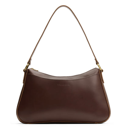 Chocolate Brown*Large | Petite bean shaped shoulder bag with a zipper