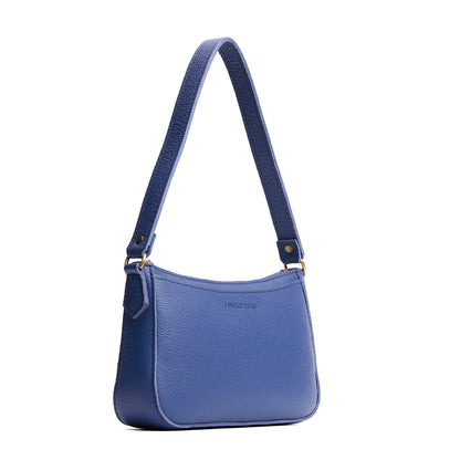 Molino Blue*Small | Petite bean shaped shoulder bag with a zipper closure