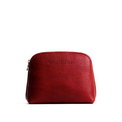 Chili Red*Classic | Compact leather pouch with top zipper
