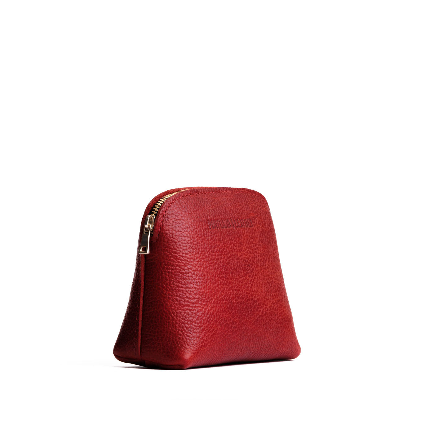 Chili Red*Classic | Compact leather pouch with top zipper