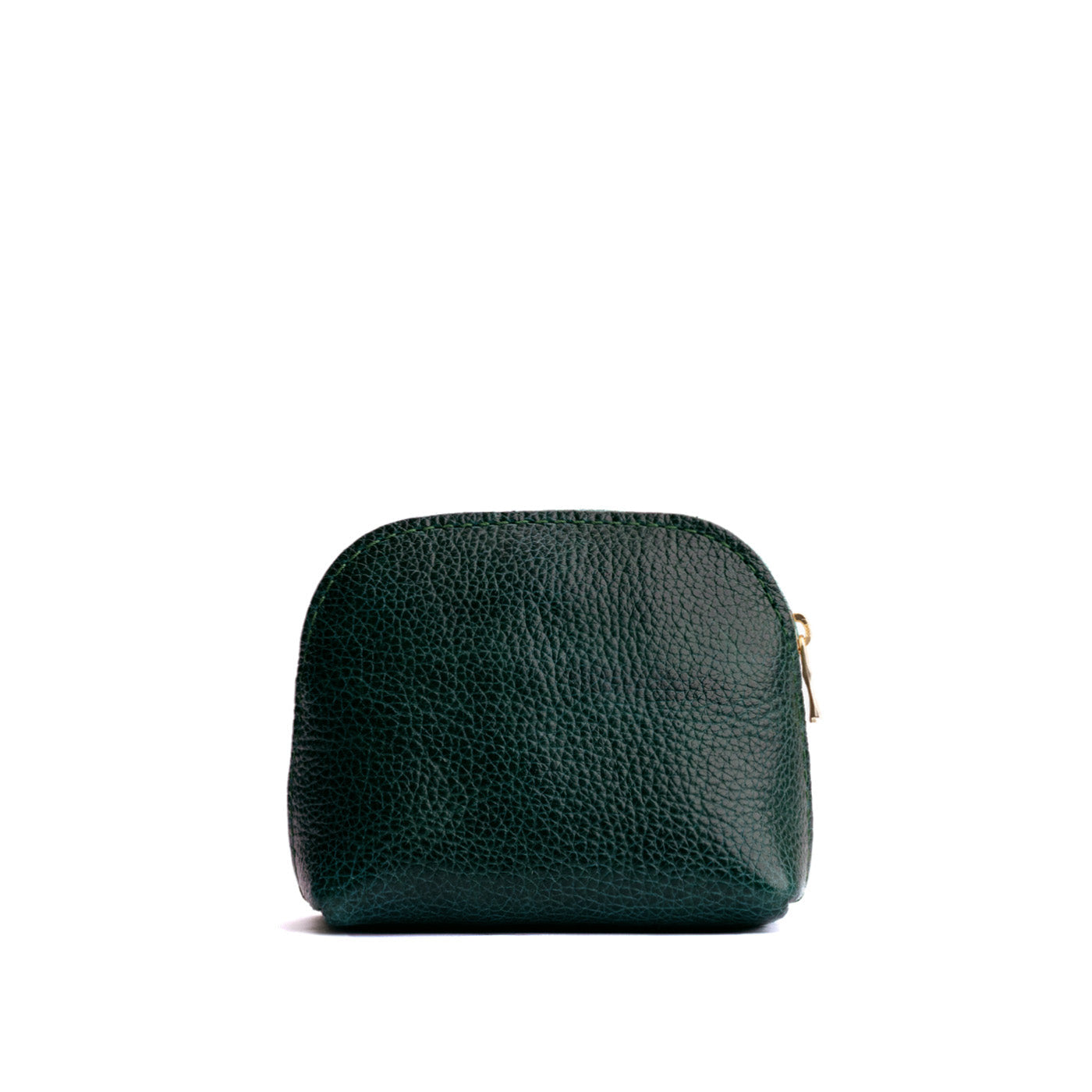 Forest Green*Mini | Compact leather pouch with top zipper