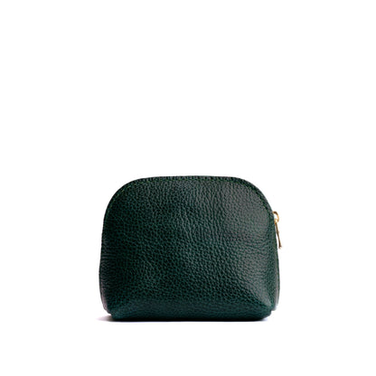 Forest Green*Mini | Compact leather pouch with top zipper