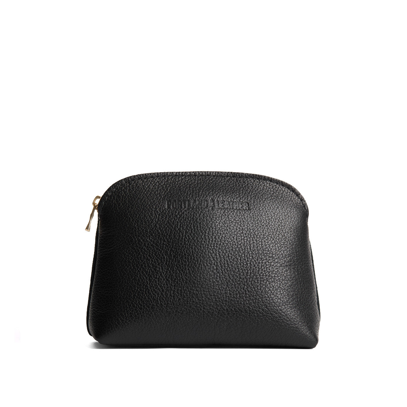 Pebbled--black*Classic | Compact leather pouch with top zipper
