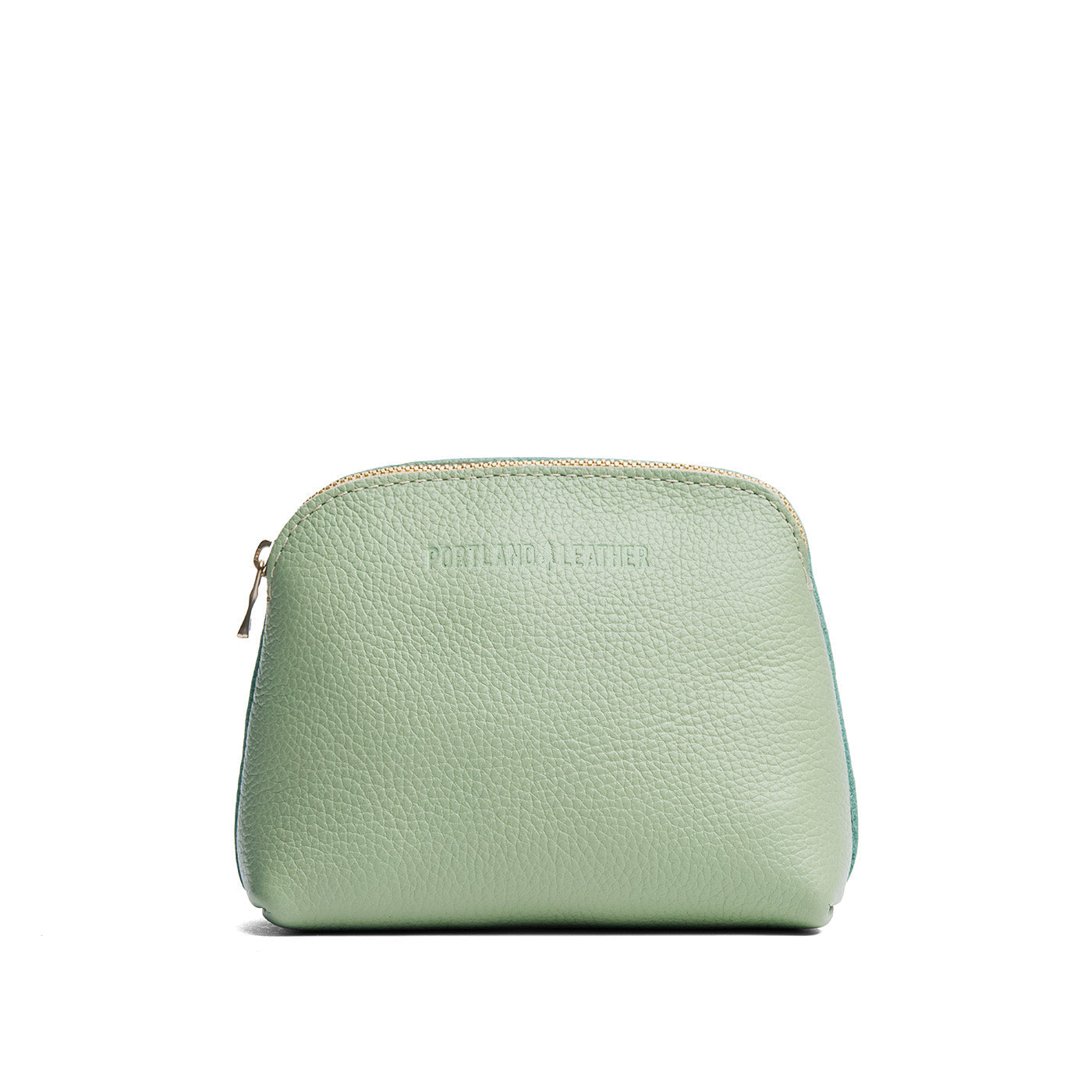 Pistachio*Classic | Compact leather pouch with top zipper