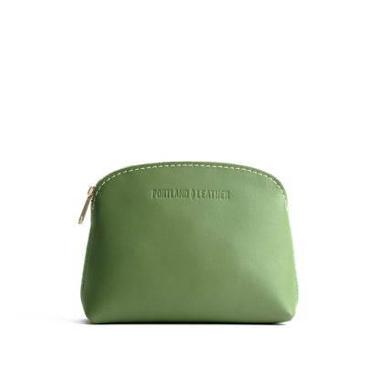 Matcha*Classic | Compact leather pouch with top zipper