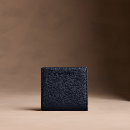 Anchor Blue*Small | Petite slim leather bifold wallet with multiple card slots and a zippered back pocket