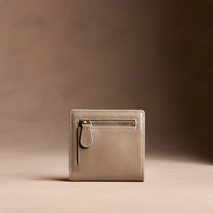 Satine*Small | Petite slim leather bifold wallet with multiple card slots and a zippered back pocket
