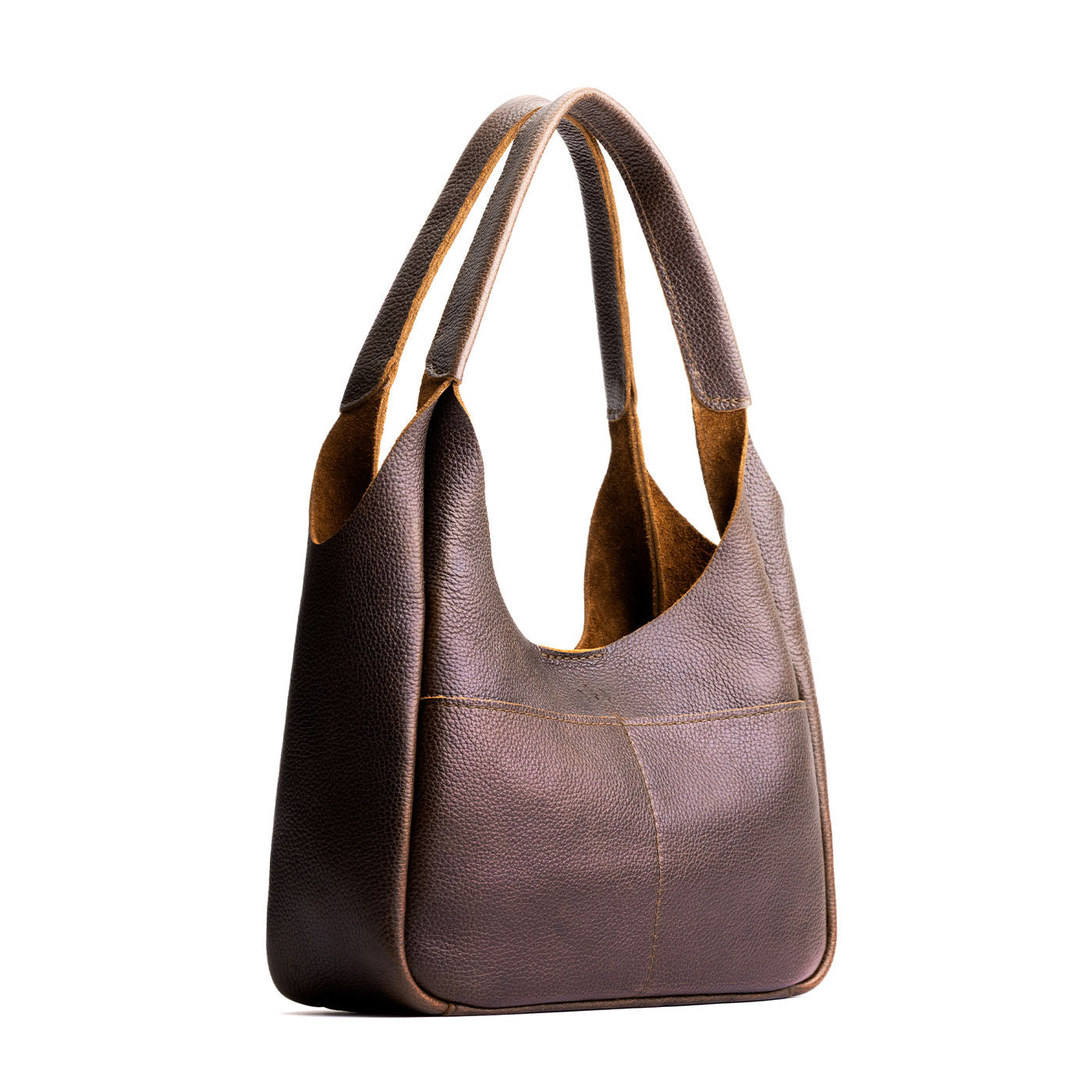 Coldbrew*Medium | U-shaped, flat-bottomed leather shoulder bag with two outside pockets
