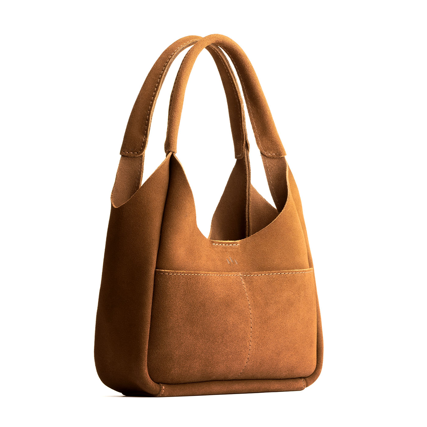 Jackson*Medium | U-shaped, flat-bottomed leather shoulder bag with two outside pockets