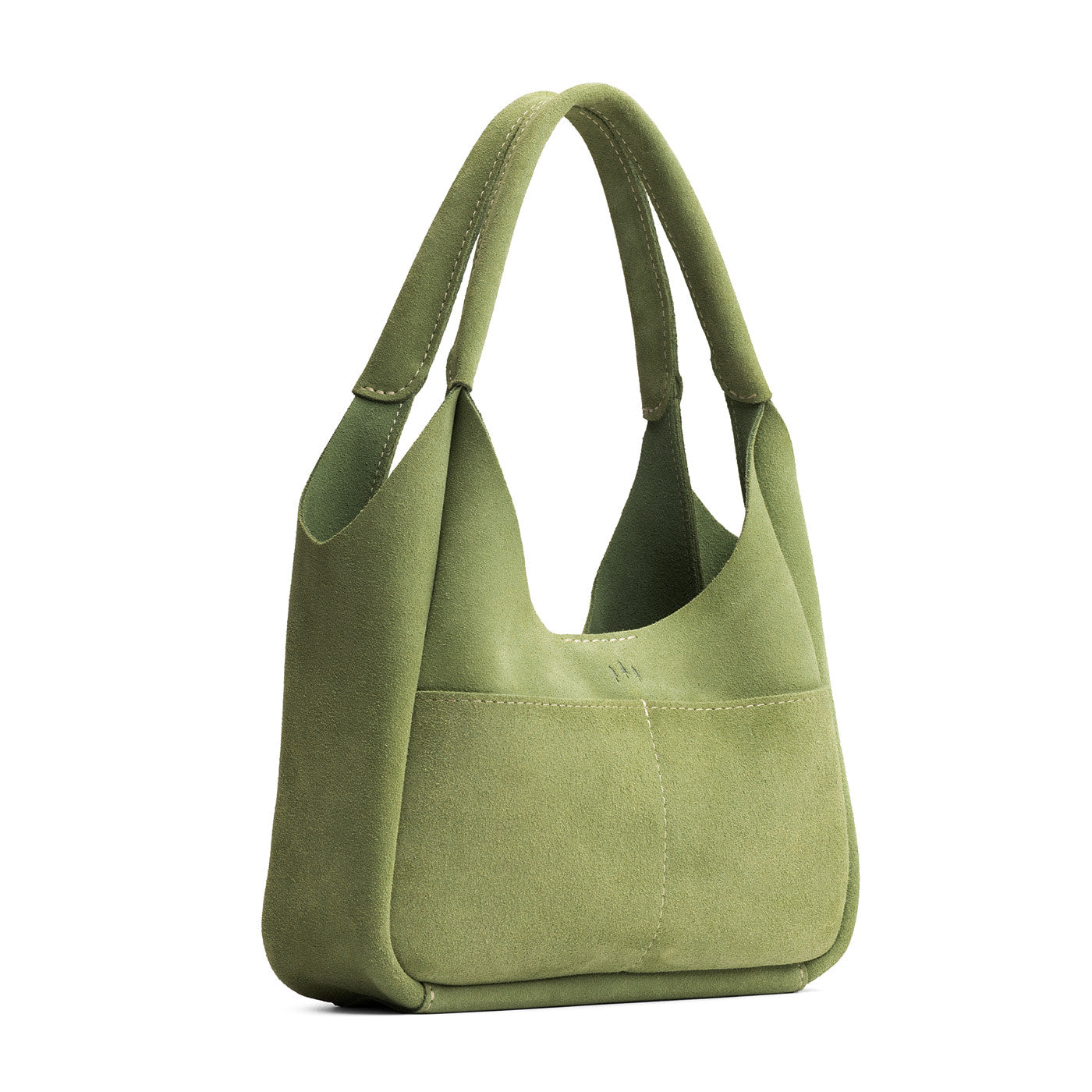 Laurel*Medium | U-shaped, flat-bottomed leather shoulder bag with two outside pockets