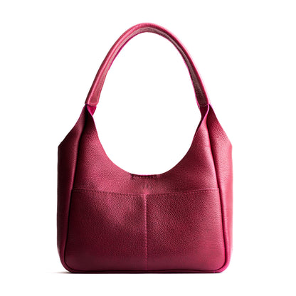 Orchid*Medium | U-shaped, flat-bottomed leather shoulder bag with two outside pockets