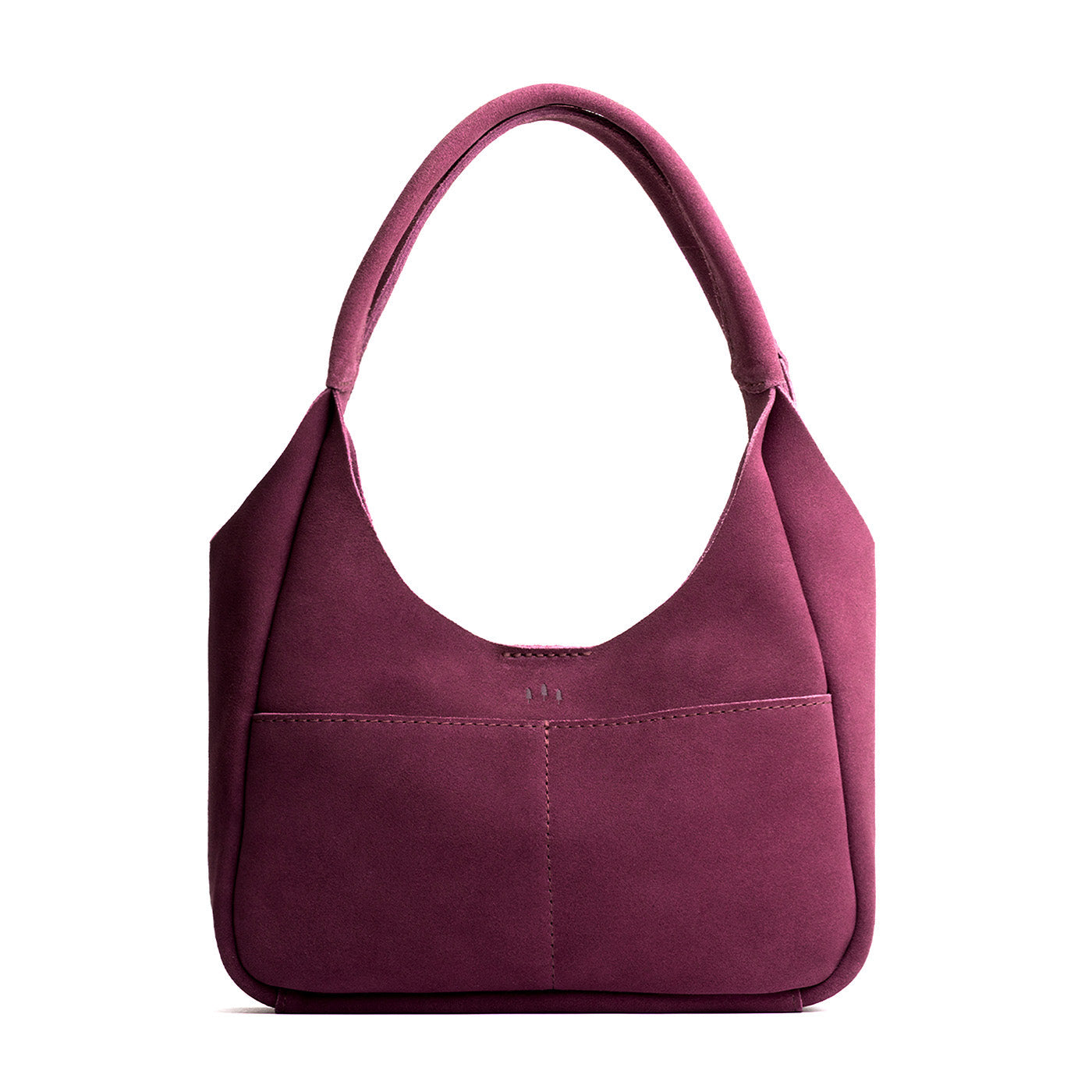 Superbloom*Medium | U-shaped, flat-bottomed leather shoulder bag with two outside pockets