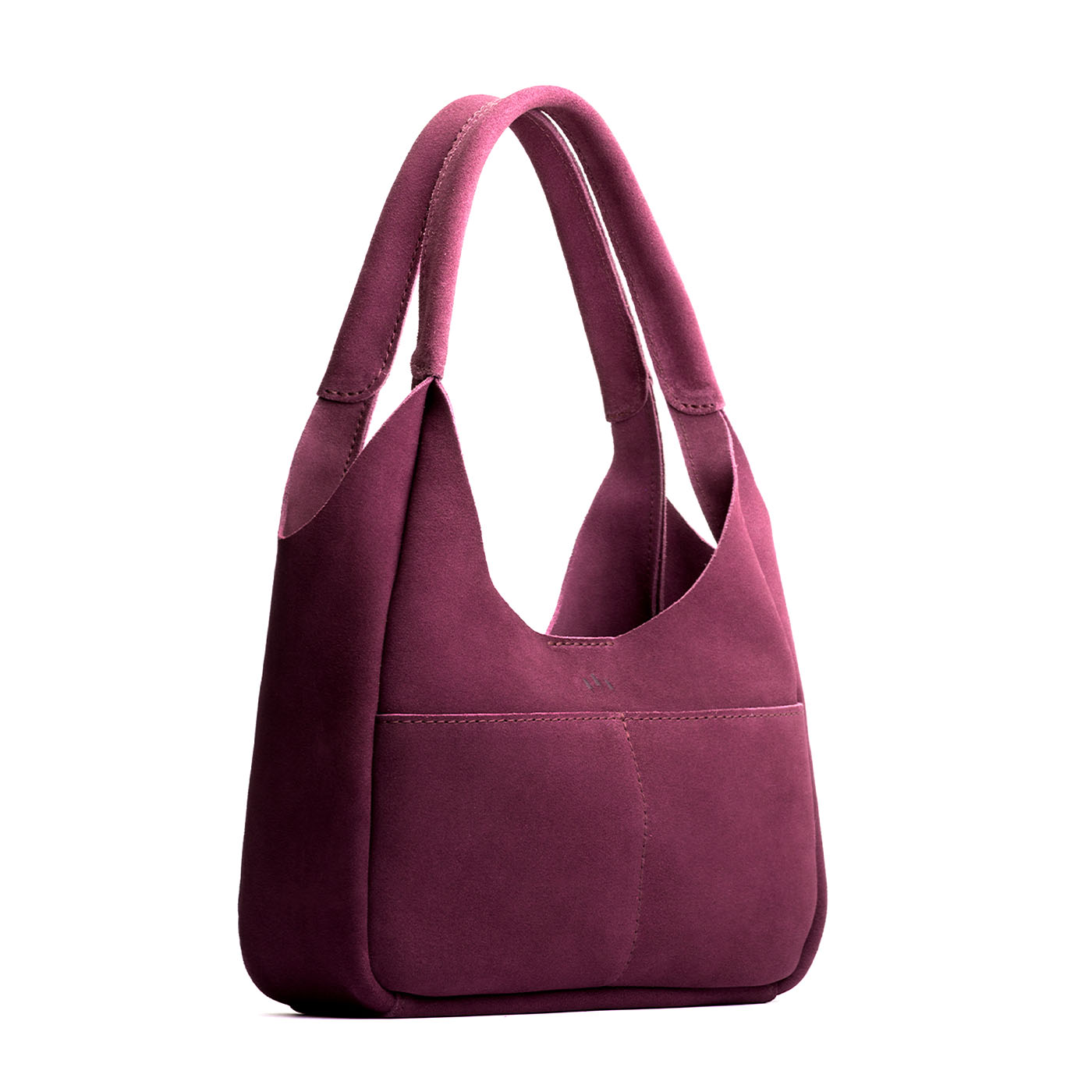 Superbloom*Medium | U-shaped, flat-bottomed leather shoulder bag with two outside pockets