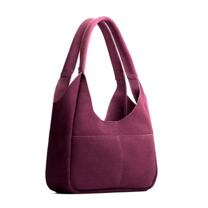 Superbloom*Medium | U-shaped, flat-bottomed leather shoulder bag with two outside pockets