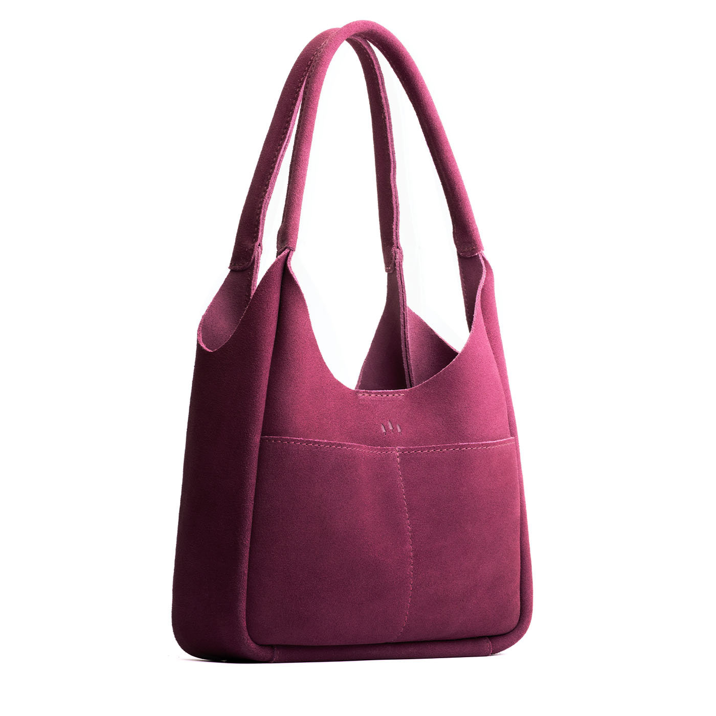Superbloom*Large | U-shaped, flat-bottomed leather shoulder bag with two outside pockets