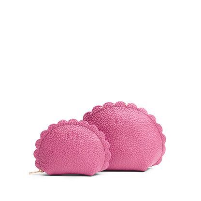 Wild Rose | Curved leather pouch with zipper and scalloped edges