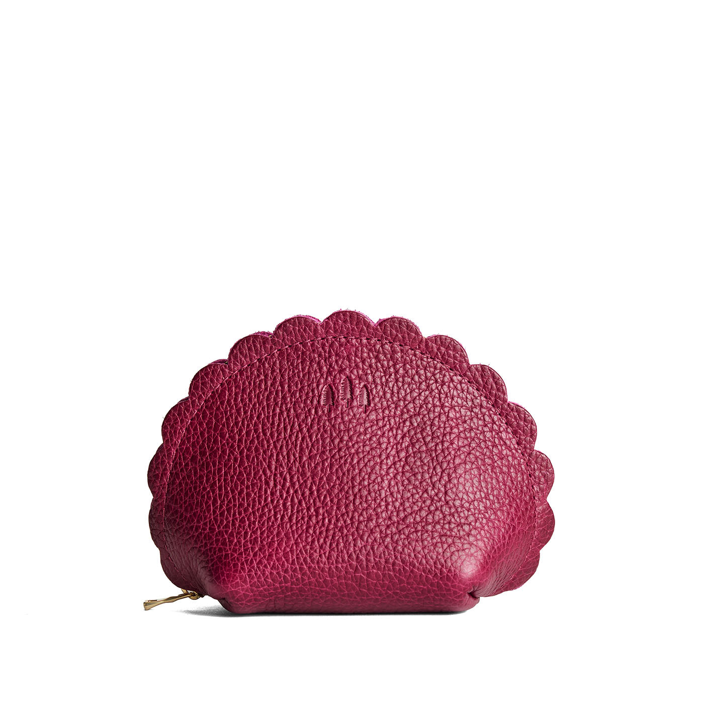 Orchid*Large | Curved leather pouch with zipper and scalloped edges