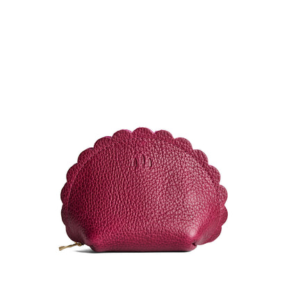Orchid*Large | Curved leather pouch with zipper and scalloped edges