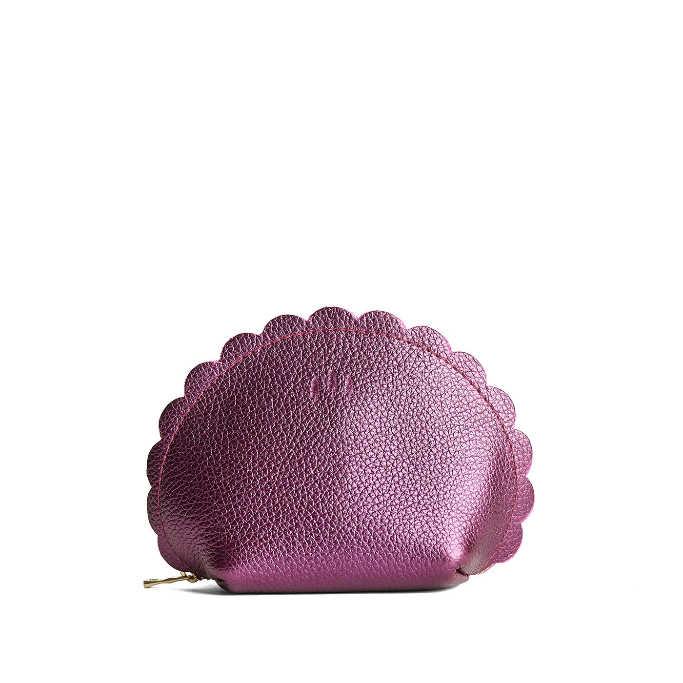 Ultra Violet*Large | Curved leather pouch with zipper and scalloped edges