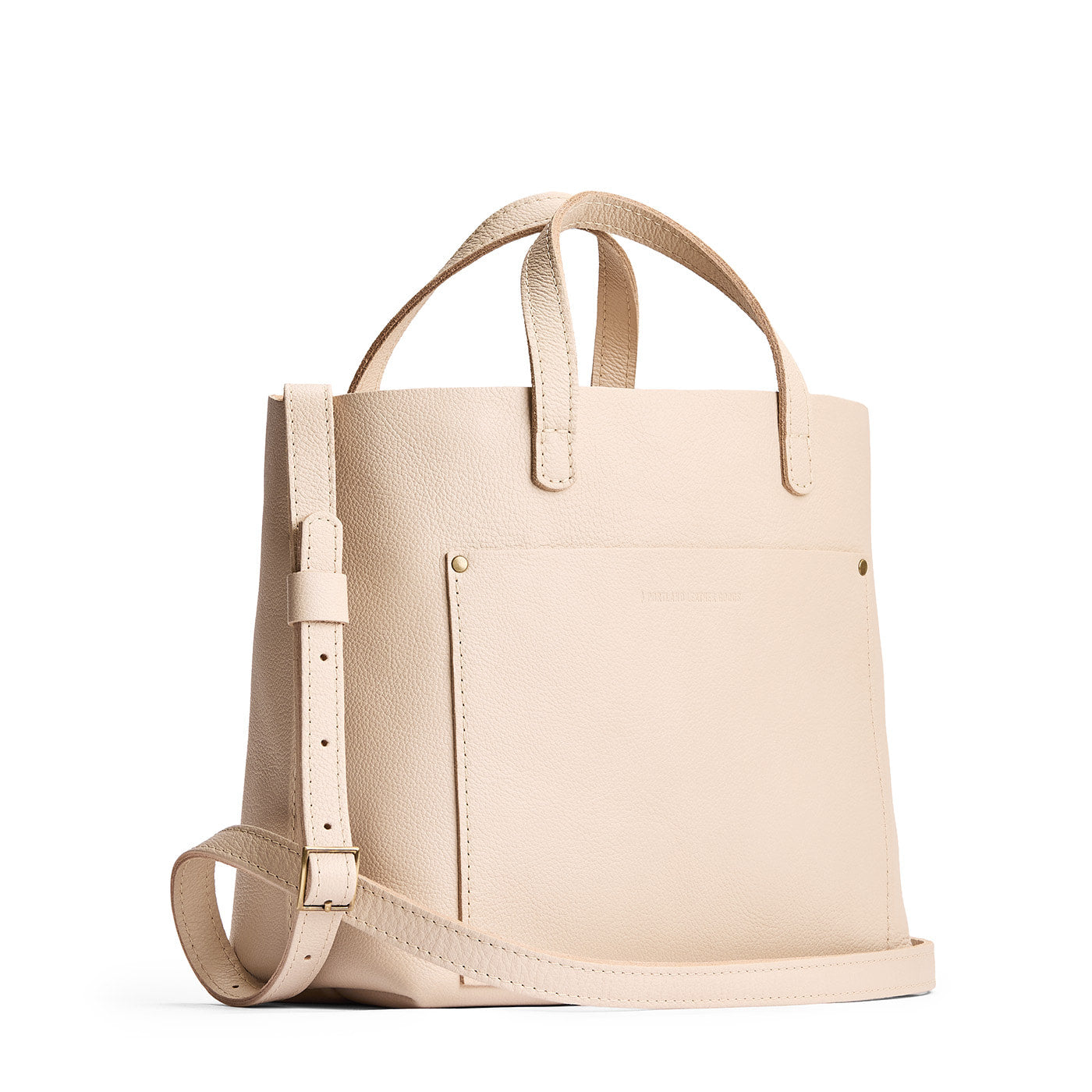 Pebbled Bone*Classic | Midsize crossbody tote with handles and a pocket