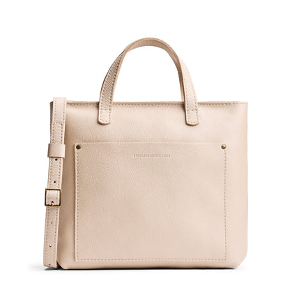 Pebbled Bone*Zipper | Midsize crossbody tote with handles and a pocket