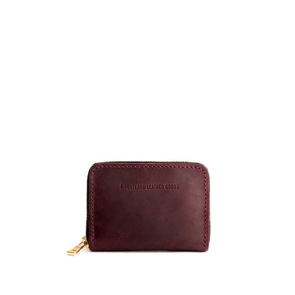 Merlot | Small leather wallet with zipper and PLG logo