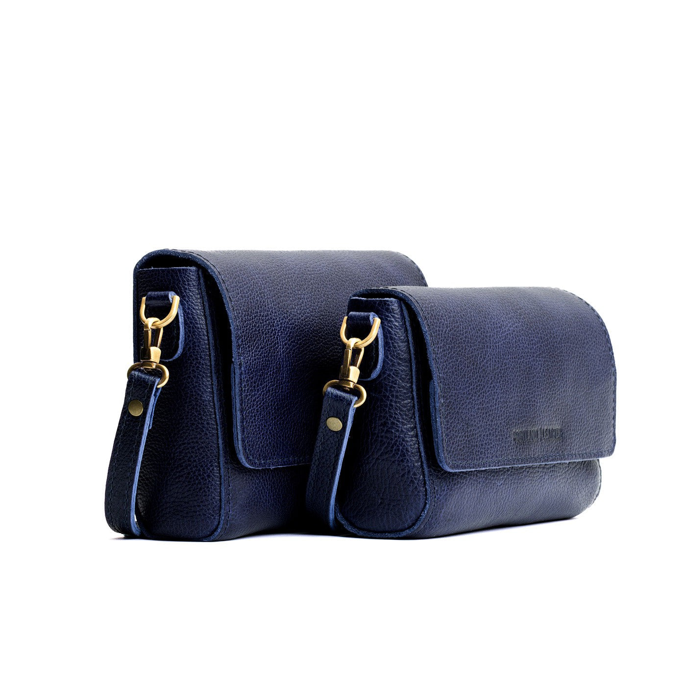 Cobalt | Side by Side of both sizes of Leather Crossbody Bag with Magnetic Messenger Bag Closure