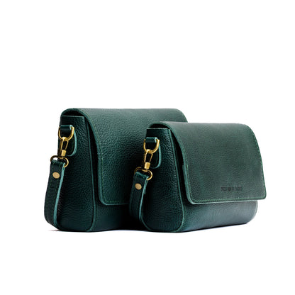 Forest Green | Side by Side of both sizes of Leather Crossbody Bag with Magnetic Messenger Bag Closure