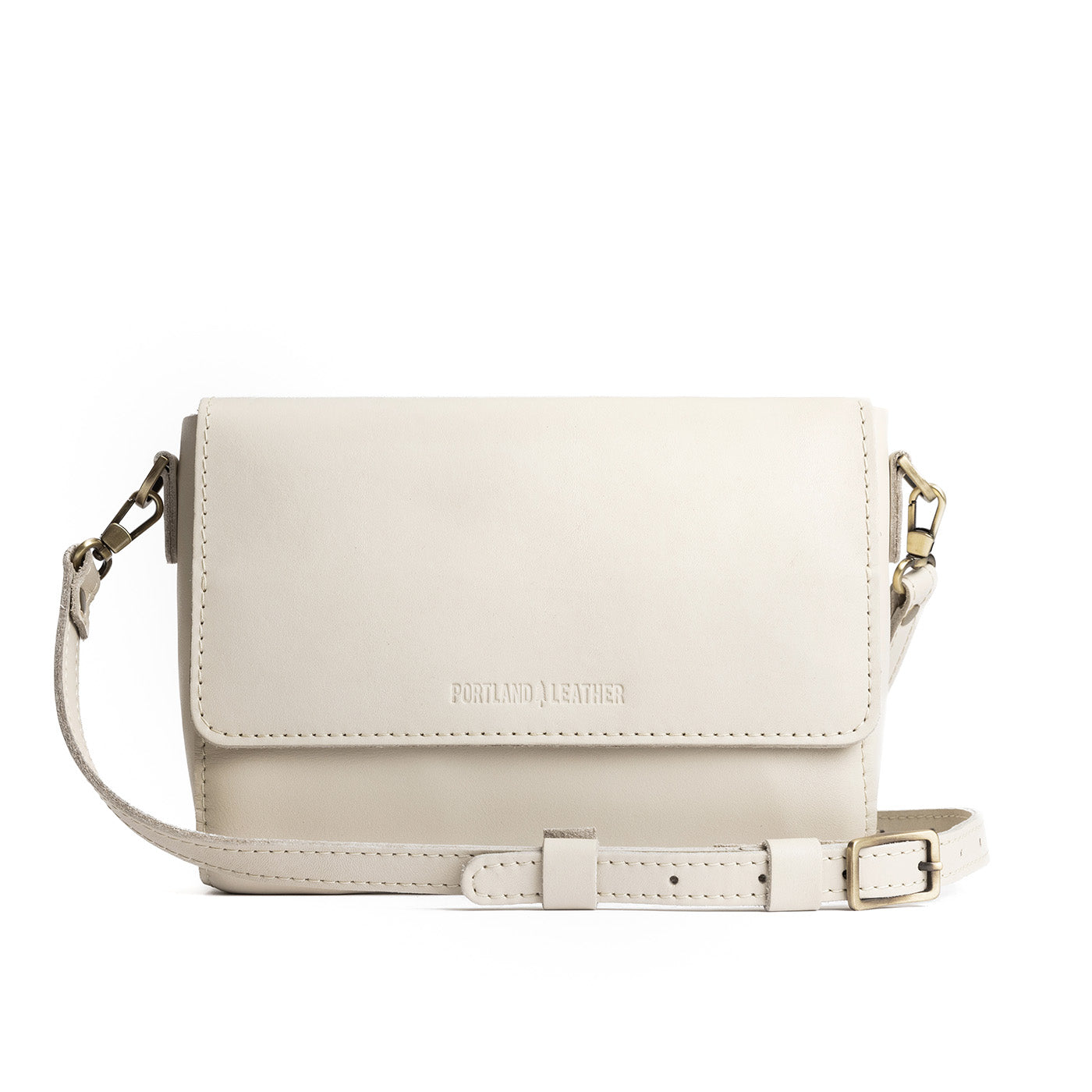 Bone*Medium | Leather Crossbody Bag with Magnetic Messenger Bag Closure