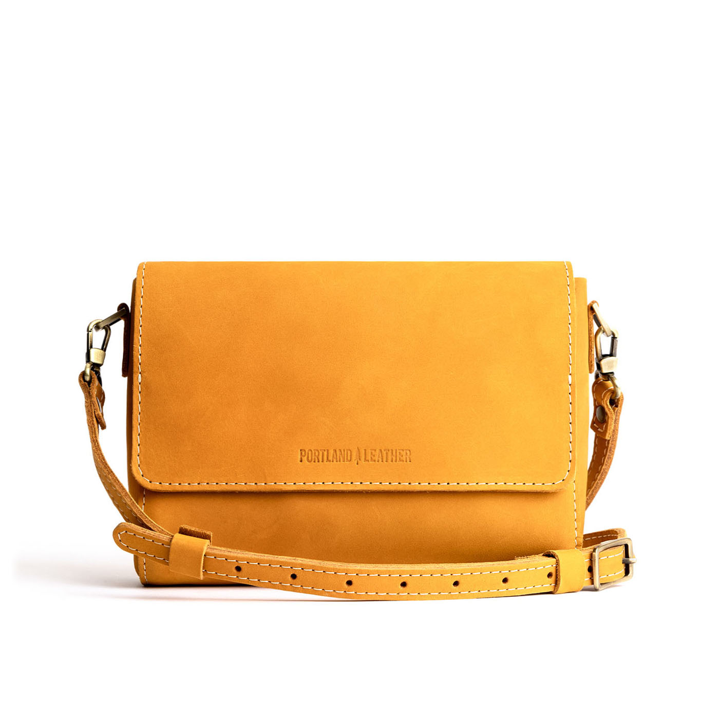 Turmeric*Medium | Leather Crossbody Bag with Magnetic Messenger Bag Closure
