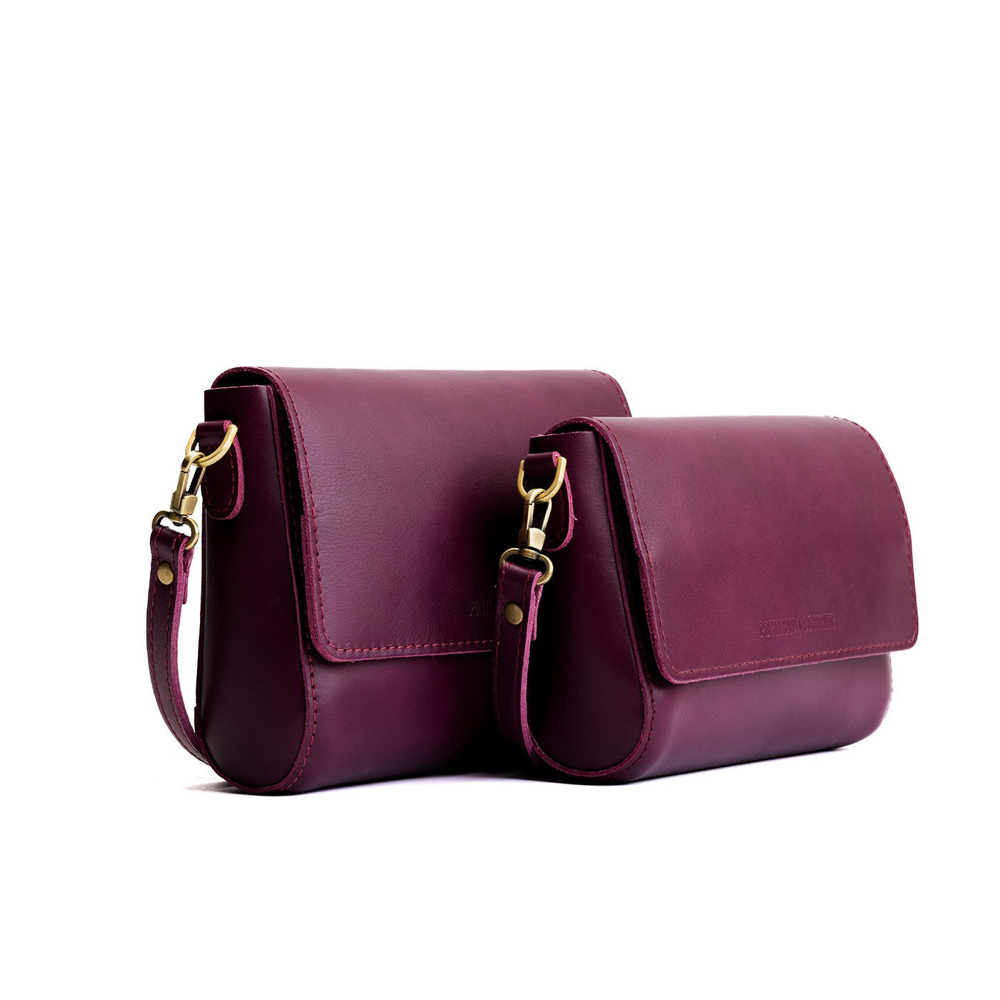 Lollipop | Side by Side of both sizes of Leather Crossbody Bag with Magnetic Messenger Bag Closure