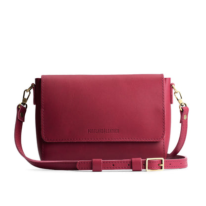 Berry Good*Medium | Side by Side of both sizes of Leather Crossbody Bag with Magnetic Messenger Bag Closure