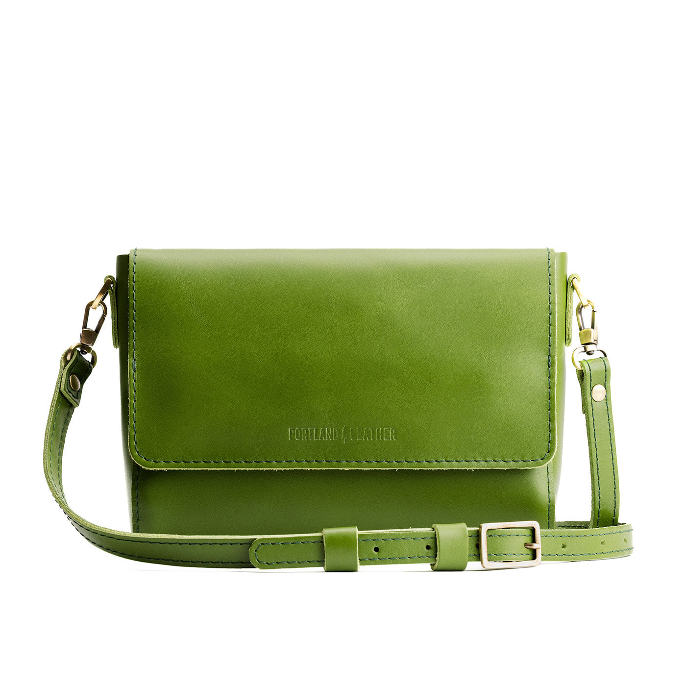 Green Apple*Medium | Leather Crossbody Bag with Magnetic Messenger Bag