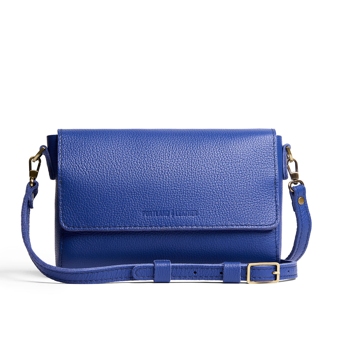 Molino Blue*Medium | Leather Crossbody Bag with Magnetic Messenger Bag Closure