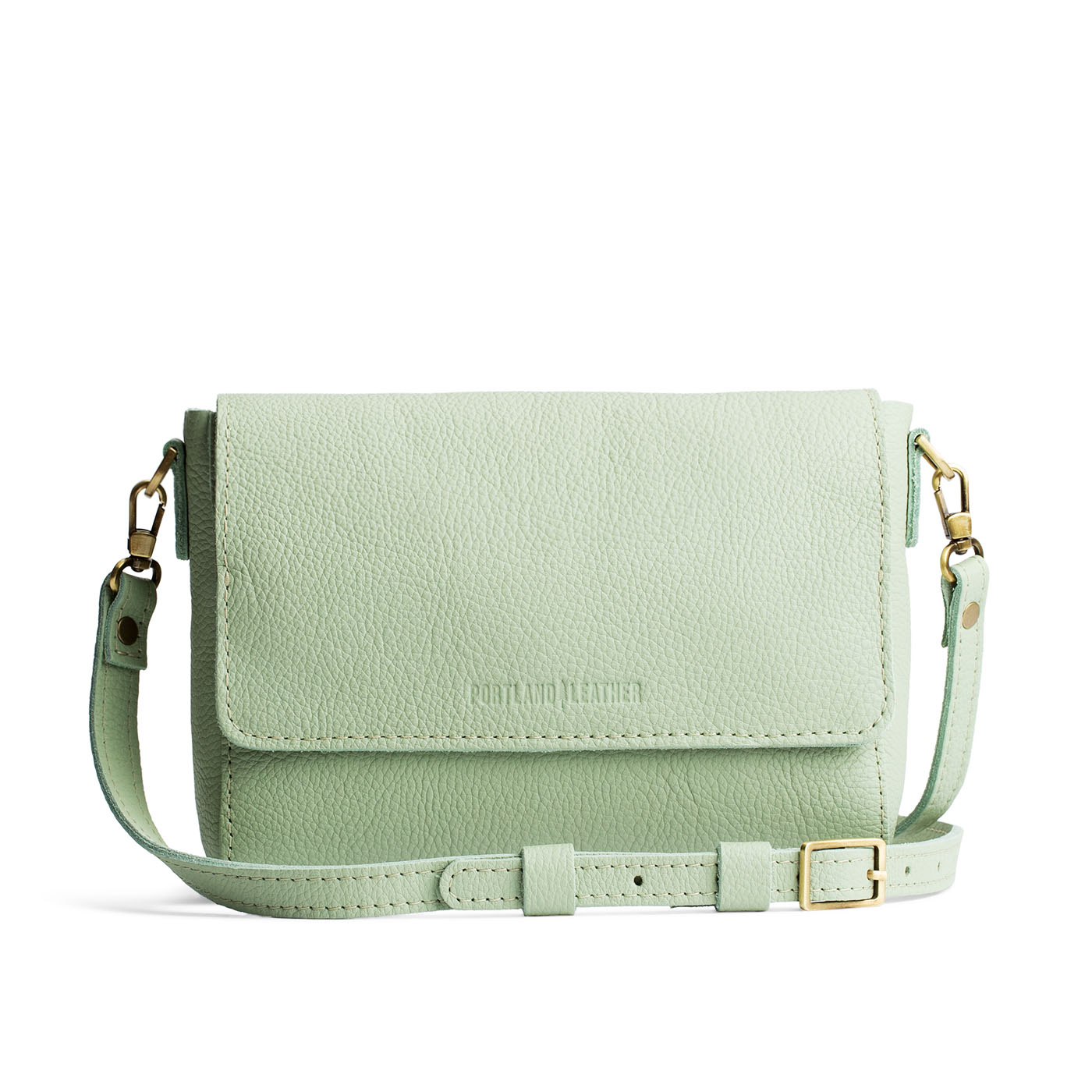 Pistachio*Medium | Small Leather Crossbody Bag with Magnetic Messenger Bag Closure