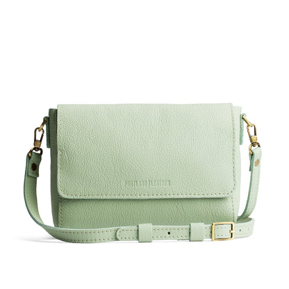Pistachio*Medium | Small Leather Crossbody Bag with Magnetic Messenger Bag Closure