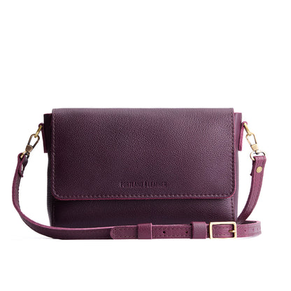 Plum*Medium | Leather Crossbody Bag with Magnetic Messenger Bag Closure