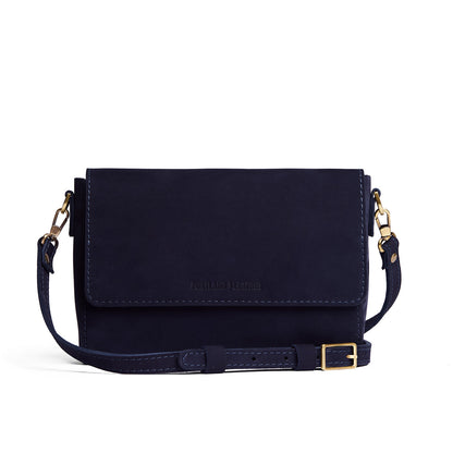 Velvet Blue*Medium | Leather Crossbody Bag with Magnetic Messenger Bag Closure