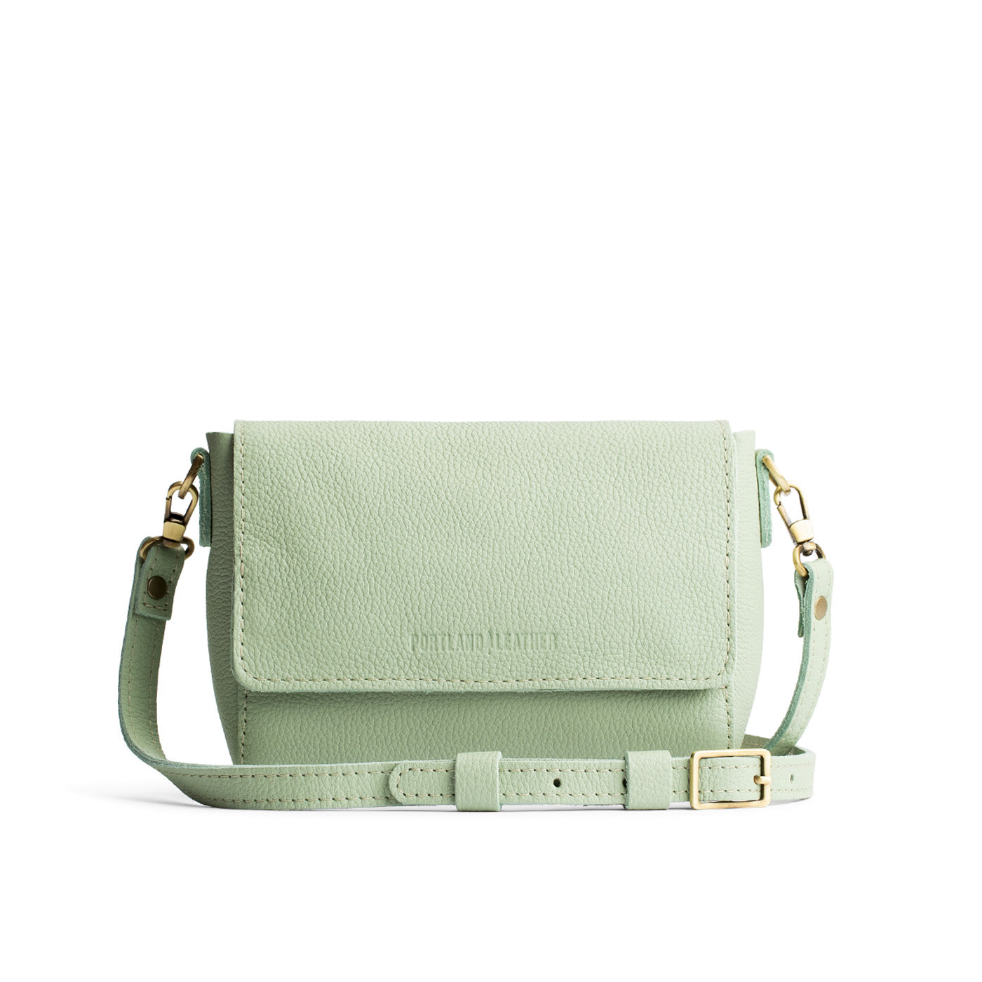 Pistachio*Mini | Small Leather Crossbody Bag with Magnetic Messenger Bag Closure
